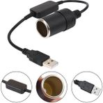 Geseus USB 5 Volt To 12 Volt Max 1 Amper Çakmak Fiş Çevirici USB Pd Portundan Gelen Gücü 12V Araç Çakmak Soketine Dönüştürür - Siyah