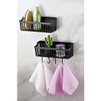 Geseus Yapışkanlı Plastik Banyo Rafı Ikili Banyo Düzenleyici Duş Rafı Organizer Şampuanlık - Siyah
