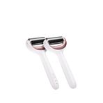 Geske Microneedle Face & Body Roller Mikro İğneli + Buz Başlığı + Pembe Kuvars Başlıklı Dermaroller Cihaz - Beyaz