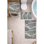 Get Carpet 3’lü Banyo Paspas Takımı – Banyo Paspas Takımı Ve Çamaşır Makine Örtüsü Matı Dijital Baskılı, Yıkanabilir, Klozet ve Makine Önü Set - Beyaz - Siyah