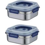 Get Store 2 Adet Kilitli Yemek Saklama Kabı, 1800 ml Kapasite, Çelik