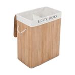 Get Store Orret Home Doğal Bambu Katlanabilir Kirli Çamaşır Sepeti, Yıkanabilir Çıkarılabilir Astar Torbalı, Sele Görünümlü Şık ve Dayanıklı Çamaşır Sepeti, Kapaklı ve Ergonomik Tasarım (2 Bölmeli)