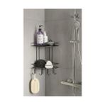 Get Store Sas Haus Banyo Köşe Rafı Askılı Duş Organizeri ve Şampuanlık 2 Katlı Siyah Ek-02