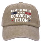 GETBSTOOP Beyzbol Şapkası Trump Peaked Nefes Alabilir Retro Beyzbol Ayarlanabilir Pamuk Spor Şapkası I'm Voting for The Convicted Felon, haki, One Size-M