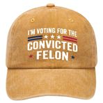 GETBSTOOP Beyzbol Şapkası Trump Peaked Nefes Alabilir Retro Beyzbol Ayarlanabilir Pamuk Spor Şapkası I'm Voting for The Convicted Felon, Yellow, One Size-M