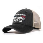 GETBSTOOP Trump Beyzbol Kamyoncu Şapkası Nefes Alabilir Pamuk Eskitilmiş Ayarlanabilir Retro Baba Şapkaları Vintage Açık Spor için Tepeli, siyah Haki, One Size-M