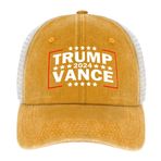 GETBSTOOP Trump Vance 2024 şapka Trump şapka ayarlanabilir spor pamuk beyzbol kapaklar nefes Trump suikast şapka, Yellow, One Size-M