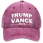 GETBSTOOP Trump Vance 2024 Şapka Vintage Tepeli Nefes Unisex Beyzbol Şapkası Ayarlanabilir Yıkanmış Beyzbol Açık Hava Sporları için, Wine Red, One Size-M