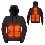 GETBSTOOP Uzun kollu Streetwear gevşek mont 5 ısıtma bölgesi 3 ısı seviyesi erkek kadın Vintage gotik ısıtmalı yumuşak USB şarj edilebilir Harajuku tişörtü kamp açık hava iş balıkçılık için, siyah