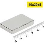 Getittir 50 Adet 40X20X5MM Neodyum Magnet Güçlü N35 Mıknatıs Köşeli Nikel Kaplama ( Lisinya )