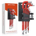 GETLITOOL 9 adet altıgen anahtar alyan anahtarı seti, yıldız uçlu 1,5-10 mm ile birlikte S2 çelik alyan anahtar seti, uç adaptörü ve torx bit T8-T50, bisiklet tamiri için top ucu L-anahtar, mobilya