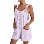Gevşek Fit şort kadınlar için yaz sonbahar ince düz bacak Bib pantolon Shortalls şort Catsuit kadınlar 2025 moda, J-048 Mor, XXL