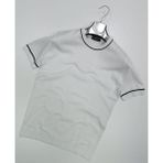 Gewer Bisiklet Yaka Kısa Kol Erkek Örme Triko Tişört 7307 - 2XL - Beyaz