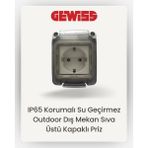 Gewiss IP65 Korumalı Dış Mekan Kapaklı Priz