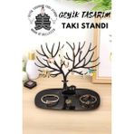 Geyik Temalı Takı Düzenleyici, Yüzük, Küpe ve Kolye Askısı - Ahşap