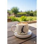 Gezdikçe Bilelim Atatürk Temalı -2 Tabaklı El Yapımı Double Kupa, Seramik Kupa, Mug, Kupa, Handmade - 001 - Beyaz