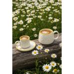 Gezdikçe Bilelim Canım Kendim Serisi,papatya Fincan ve Kupa Takımı, El Yapımı Seramik, Hediyelik, Mug, Hand Made - 001 - Beyaz