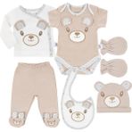 Gezenbebe Hero Bebek Hastane Çıkış Seti 6 Parça Teddy (Organik) - 0 - 3 Ay - Krem