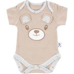 Gezenbebe Hero Bebekler İçin Nakışlı Kısa Kol Body Teddy (Organik) - Krem - 0 - 3 Ay