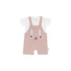 Gezenbebe Hero Kısa Kol Bebek T-Shirt & Nakışlı Salopet Seti Bunny 0-3 Ay