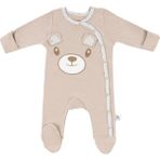 Gezenbebe Hero Uzun Kollu Nakışlı Bebek Tulumu Teddy(Organik) - Yenidoğan - Krem