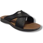 Gezer 12598-25 Deri Anatomik Çapraz Erkek Terlik - Siyah