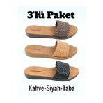 GEZER 3'lü Paket Kadın Ev Balkon Bahçe Misafir Çeyiz Deniz Plaj Terliği