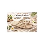 GEZER Comfort Kadın Yazlık Örgü Terlik Günlük Hafif Konfor Terliği Krem