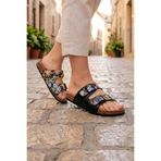 Gezer Kadın Yazlık Iki Toka Ayarlanabilir Rahat Mantar Taban Fashion Günlük Terlik GT2YZE.14323.27, Siyah, 37