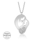 Gfc-Gms Swarovski Taşlı Gümüş Anne Bebek Bayan Kolye