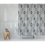 Gfc Life Store Gri Halkalı Duş Perdesi - 180X200 cm Banyo Perdesi - Tek Kanat Banyo Duş Perdesi - Polyester Kumaş Su Geçirmez Küvet Perdesi - Yıkanabilir Banyo Duş Perdesi