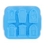 GFRGFH 3D Mezar Taşı Buz Küpü, Silikon Kalıp, Cadılar Bayramı Buz Kalıbı, Bourbon, Viski, Kokteyl, Çikolata, İçecek vb. Soğutmak için Projeler Yapmak İçin Kalıplar (Mavi)