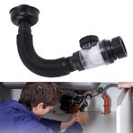 GFRGFH Lavabo gider seti, evrensel tahliye, esnek PVC su borusu, mutfak, banyo için, siyah, koku önleyici, evrensel lavabo, S borusu, gider borusu (çok fonksiyonlu)