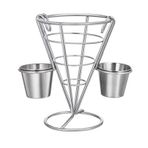 GFRGFH Metal Patates Kızartması Standı Konisi, Parti Bar Restoran Piknikleri Ve Açık Hava Etkinlikleri Için Snack Kızarmış Tavuk Teşhiri Için 2 Sos Dipperli Tel Patates Kızartması Servis Sepeti