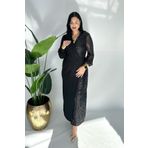 gg göksel giyim Büyük Beden Pul Detaylı Abiye Elbise - Siyah - GKS-00269 52-54