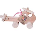 Gg Toys - Montessori Doğal Ahşap Tekerlekli Oyuncak - Helikopter - Naturel Ahşap
