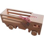 Gg Toys - Montessori Doğal Ahşap Tekerlekli Oyuncak - Kamyon - Naturel Ahşap