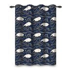 ggaimwf 107 x 160 cm dalga karartma perdesi, Japon tarzı, deniz mavisi, dikişsiz, karikatür, okyanus boyama, perde, ısı yalıtıcı, halkalı, oturma odası, çocuk odası, yemek odası için, 1 panel