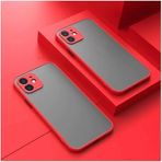 GGM GİYİM & AKSESUAR iPhone 11 ile Uyumlu Arka Kısmı Mat Şeffaf Yapıya Sahip Kenarları Silikon Tpu Malzemeden Üretilmiş Renkli Tuşlara Sahip Kamera Korumalı Transparan Kılıf (Kırmızı)