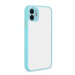 GGM GİYİM & AKSESUAR iPhone 12 ile Uyumlu Arka Kısmı Mat Şeffaf Yapıya Sahip Kenarları Silikon Tpu Malzemeden Üretilmiş Renkli Tuşlara Sahip Kamera Korumalı Transparan Kılıf (Su Yeşili)