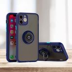 GGM GİYİM & AKSESUAR iPhone 12 ile Uyumlu Arka Kısmı Mat Şeffaf Yapıya Sahip Manyetik Yüzük Stantlı Kenarları Silikon Tpu Malzemeden Üretilmiş Renkli Tuşlara Kamera Korumalı Transparan Kılıf