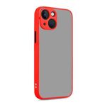 GGM GİYİM & AKSESUAR iPhone 13 ile Uyumlu Arka Kısmı Mat Şeffaf Yapıya Sahip Kenarları Silikon Tpu Malzemeden Üretilmiş Renkli Tuşlara Sahip Kamera Korumalı Transparan Kılıf (Kırmızı)