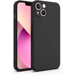 GGM GİYİM & AKSESUAR iPhone 13/14 ile Uyumlu İçi Kadife Dışı Mat Yapıya Sahip Kamera Korumalı Lansman Silikon Kılıf (Siyah)