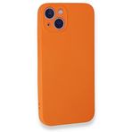 GGM GİYİM & AKSESUAR iPhone 13/14 ile Uyumlu İçi Kadife Dışı Mat Yapıya Sahip Kamera Korumalı Lansman Silikon Kılıf (Turuncu)