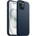 GGM GİYİM & AKSESUAR iPhone 14 Plus / 15 Plus İle Uyumlu içi Kadife dışı mat yapıya sahip Koruma Sağlayan Lansman Silikon Kılıf (Lacivert)