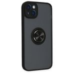 GGM GİYİM & AKSESUAR iPhone 14 Plus ile Uyumlu Arka Kısmı Mat Şeffaf Yapıya Sahip Manyetik Yüzük Stantlı Kenarları Silikon Tpu Malzemeden Üretilmiş Renkli Tuşlara Kamera Korumalı Transparan Kılıf