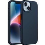 GGM GİYİM & AKSESUAR iPhone 14 Plus ile Uyumlu İçi Kadife Dışı Mat Yapıya Sahip Koruma Sağlayan Lansman Silikon Kılıf (Mavi)