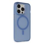 GGM GİYİM & AKSESUAR iPhone 14 Pro için Magsafe ile Uyumlu Arka Kısmı Mat Açılır Metal Kamera Çerçeveli Stantlı Anti Shock Frost Kılıf (Mavi)