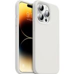 GGM GİYİM & AKSESUAR iPhone 14 Pro ile Uyumlu İçi Kadife Dışı Mat Yapıya Sahip Koruma Sağlayan Lansman Silikon Kılıf (Beyaz)