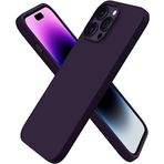GGM GİYİM & AKSESUAR iPhone 14 Pro ile Uyumlu İçi Kadife Dışı Mat Yapıya Sahip Koruma Sağlayan Lansman Silikon Kılıf (Derin Mor)